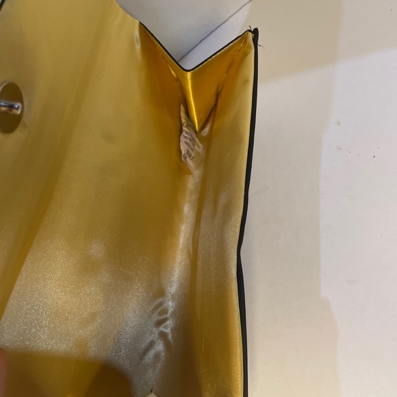 Black Satin with Gold Like Lace Clutch Bag - Picture 5 of 5